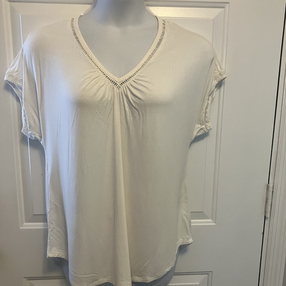 Anthropologie Size Large L Meadow Rue Sleeveless Ivory Top Swiss Dot CottageCore